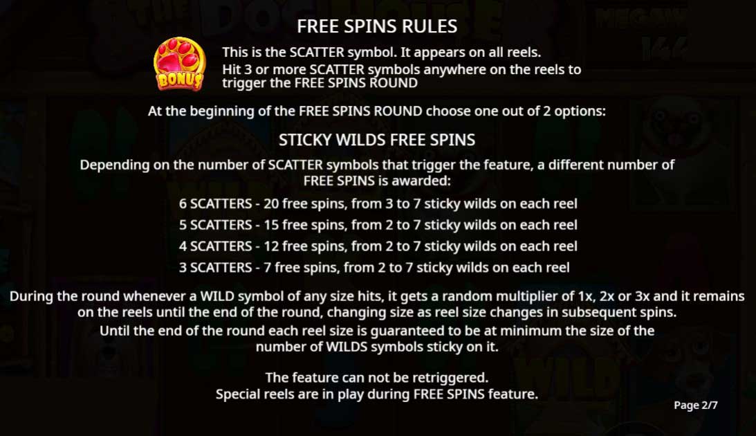 The Dog House Megaways slot game free spins rules and sticky wilds