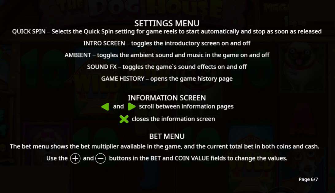 The Dog House Megaways slot game settings